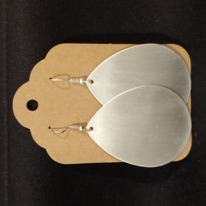 Silver Metal Earrings in a matte or brushed tone
